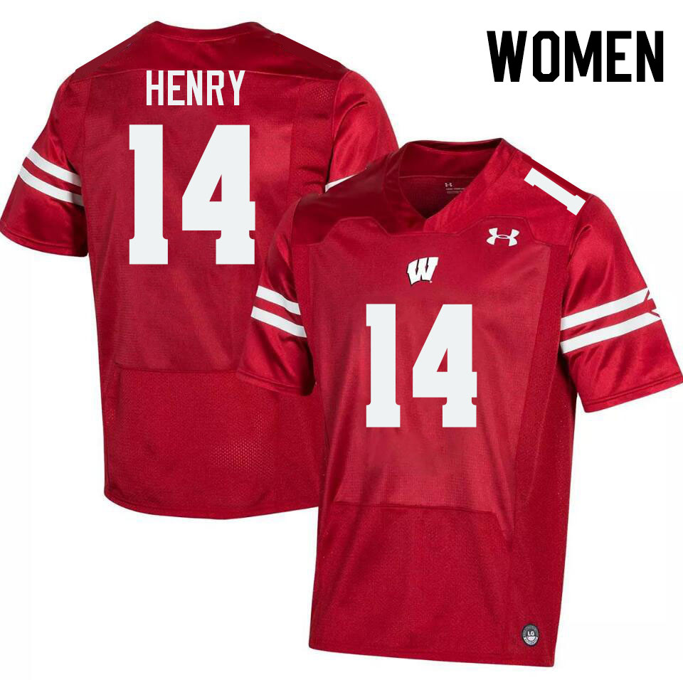 Women #14 Tyrell Henry Wisconsin Badgers College Football Jerseys Stitched-Red